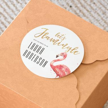 Let's Flamingle Gold Glitter | Bridal Shower Classic Round Sticker