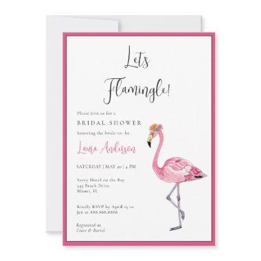 Let's Flamingle! Hot pink & white Bridal Shower Invitations