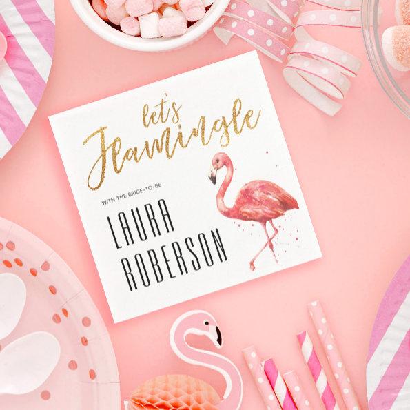 Let's Flamingle in Gold Glitter | Bridal Shower Napkins