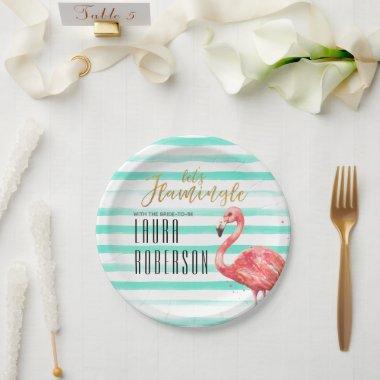 Let's Flamingle Mint Watercolor | Bridal Shower Paper Plates