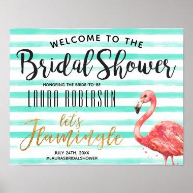 Let's Flamingle Stripes | Bridal Shower Welcome Poster