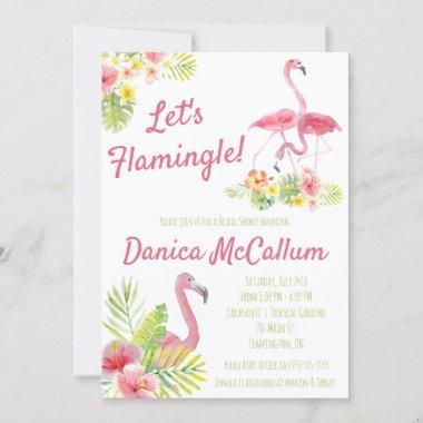 Let's Flamingle! Tropical themed Bridal Shower Invitations
