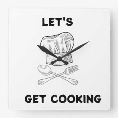 ***LET'S GET COOKING*** SQUARE WALL CLOCK