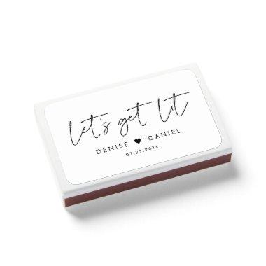 Let's get lit Modern minimalist wedding Matchboxes