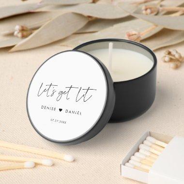 Let's Get Lit Modern Minimalist Wedding Mini Candle Favors