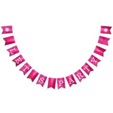 Let's Party Chic Hot Pink Glam Fun Diamond Sparkle Bunting Flags