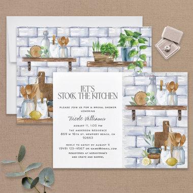 Let's Stock the Kitchen Watercolor Bridal Shower Invitations