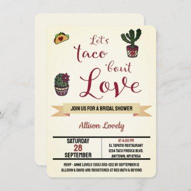 Let's Taco 'bout Love Fiesta Theme Bridal Shower Invitations