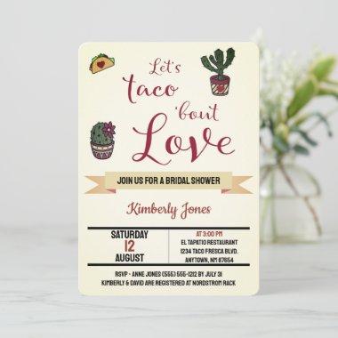 Let's Taco 'bout Love Fiesta Theme Bridal Shower Invitations