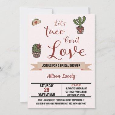 Let's Taco 'bout Love Mexican Theme Bridal Shower Invitations