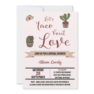 Let's Taco 'bout Love Mexican Theme Bridal Shower Invitations