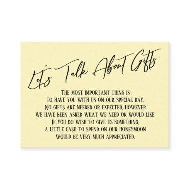 Let's Talk About Gifts Handwriting Butter Yellow Enclosure