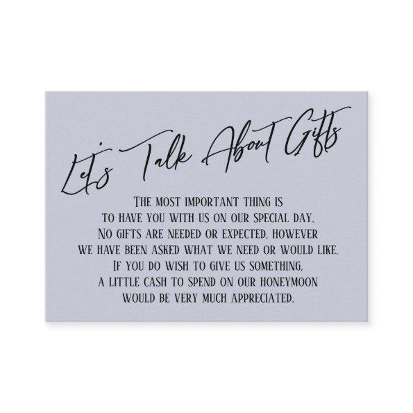 Let's Talk About Gifts Handwriting Dusty Blue Enclosure