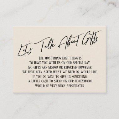 Let's Talk About Gifts Handwriting Pale Yellow Enclosure Invitations