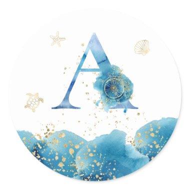 *~* LETTER A - Beach Sea Ocean Envelope Sticker