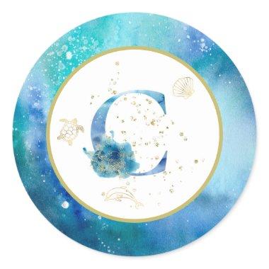 *~* LETTER C - Nautical Beach Envelope Sticker