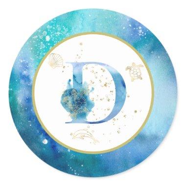 *~* LETTER D - Nautical Beach Envelope Sticker