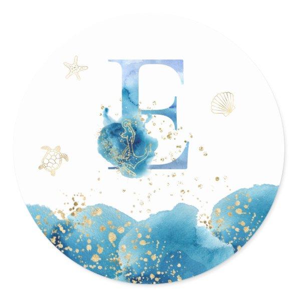 *~* LETTER E- Sea Ocean Beach Envelope Sticker