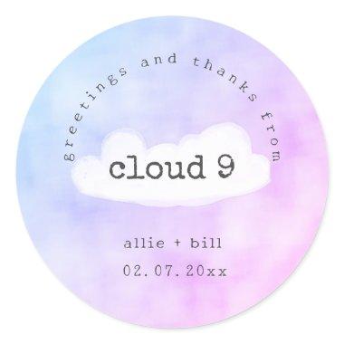 Letter from Cloud 9 Fun Wedding Shower Thank You Classic Round Sticker