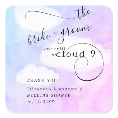 Letter from Cloud 9 Humor Wedding Shower Thank You Square Sticker