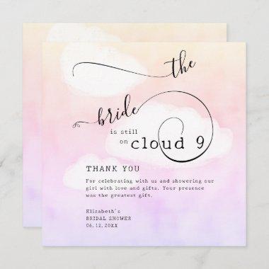 Letter from Cloud 9 Humorous Pink Bridal Shower Thank You Invitations