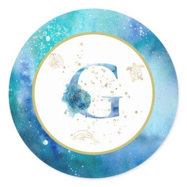 *~* LETTER G - Nautical Beach Envelope Sticker