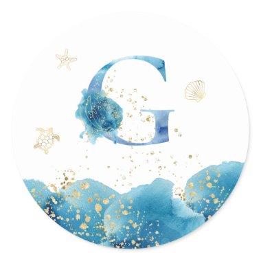 *~* LETTER G - Sea Ocean Beach Envelope Sticker