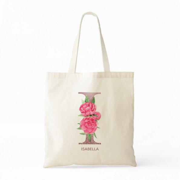 Letter I Personalized name monogram bridesmaid   Tote Bag