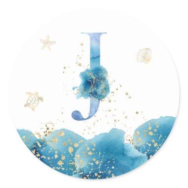 *~* LETTER J - Sea Ocean Beach Envelope Sticker