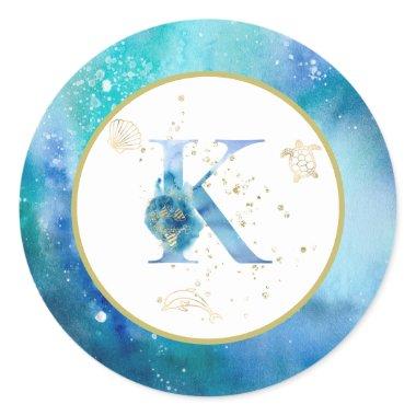 *~* LETTER K - Nautical Beach Envelope Sticker