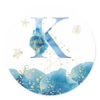 *~* LETTER K - Sea Ocean Beach Envelope Sticker