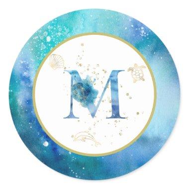 *~* LETTER M - Nautical Beach Envelope Sticker