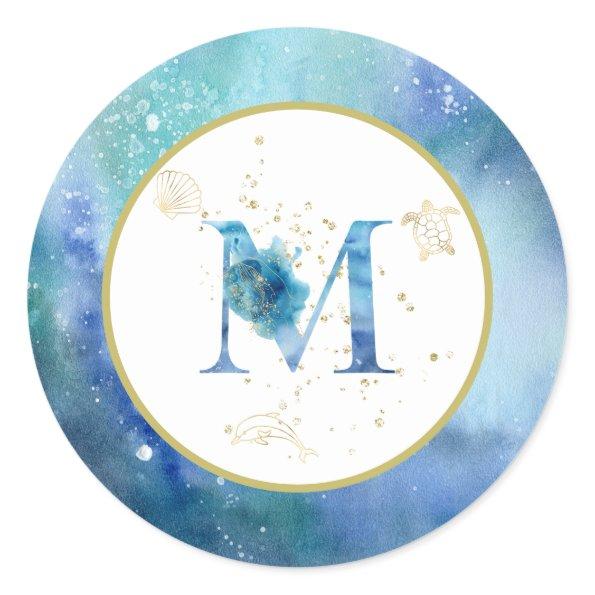 *~* LETTER M - Nautical Beach Envelope Sticker