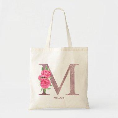 Letter M Personalized name monogram bridesmaid Tote Bag