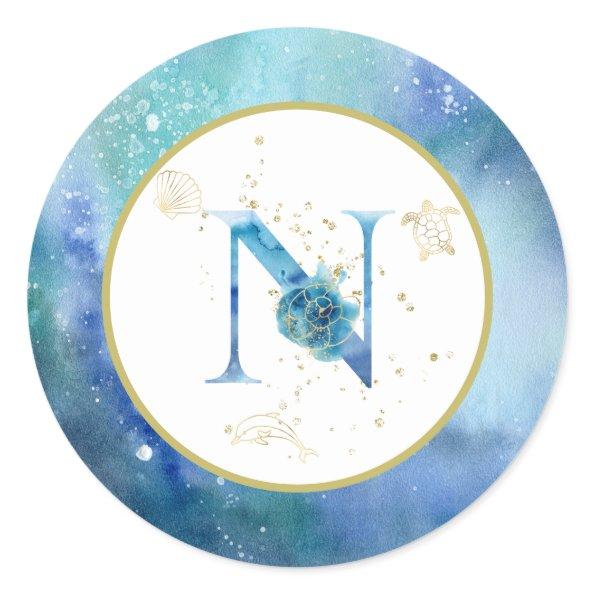 *~* LETTER N - Nautical Beach Envelope Sticker