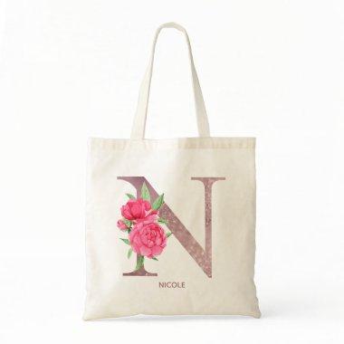 Letter N Personalized name monogram bridesmaid Tote Bag