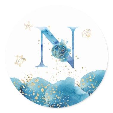 *~* LETTER N - Sea Ocean Beach Envelope Sticker
