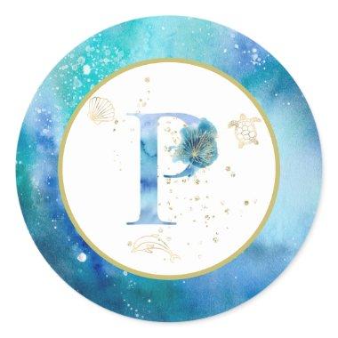 *~* LETTER P - Nautical Beach Envelope Sticker