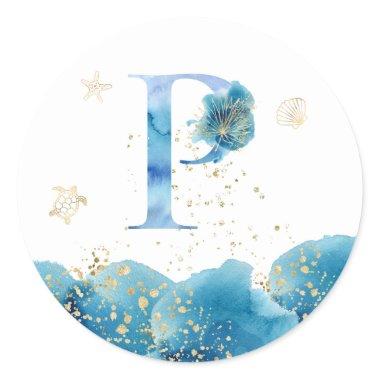 *~* LETTER P - Sea Ocean Beach Envelope Sticker