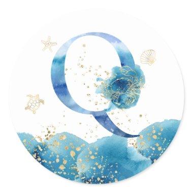 *~* LETTER Q - Sea Ocean Beach Envelope Sticker