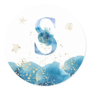 *~* LETTER S - Sea Ocean Beach Envelope Sticker