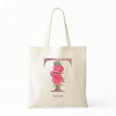 Letter T Personalized name monogram bridesmaid Tote Bag