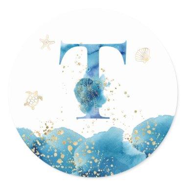 *~* LETTER T - Sea Ocean Beach Envelope Sticker