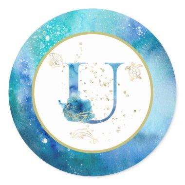 *~* LETTER U - Nautical Beach Envelope Sticker