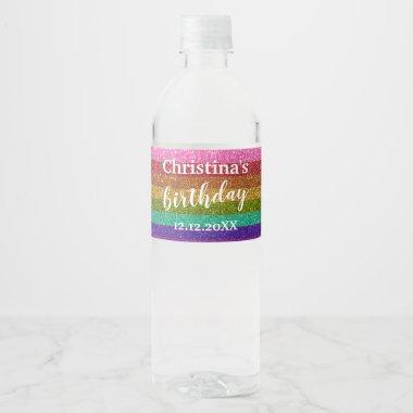 LGBT LGBTQIA Flag Glitter Birthday Party Weddings Water Bottle Label