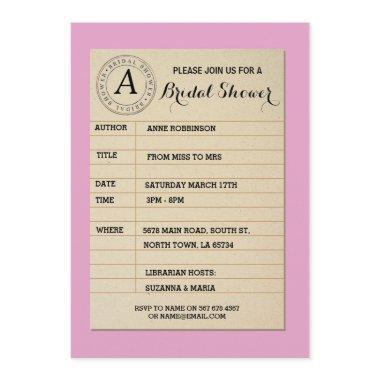 Library Invitations Book Bridal Shower Book Party Invite