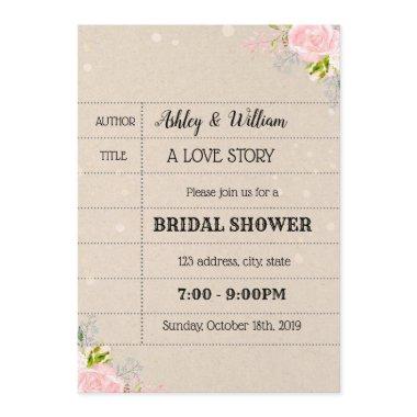 Library Invitations Printable Bridal Shower Invitation