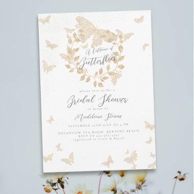 Lifetime Butterflies Gold Eucalyptus Bridal Shower Invitations