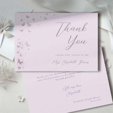 Lifetime Butterflies Lilac Silver Bridal Shower Thank You Invitations