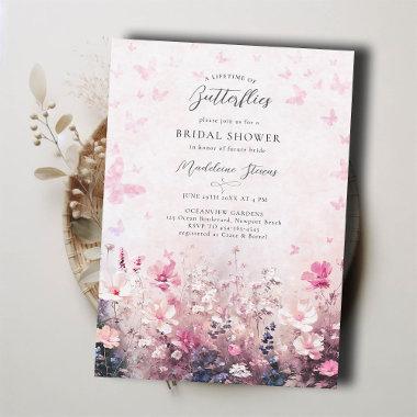 Lifetime Butterflies Wildflower Pink Bridal Shower Invitations